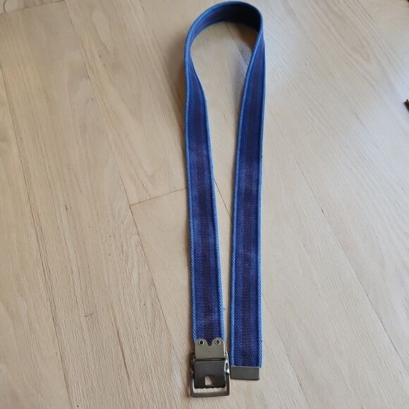 Blue/Burgundy Webbed Belt With QMS Brass Buckle - Picture 7 of 7